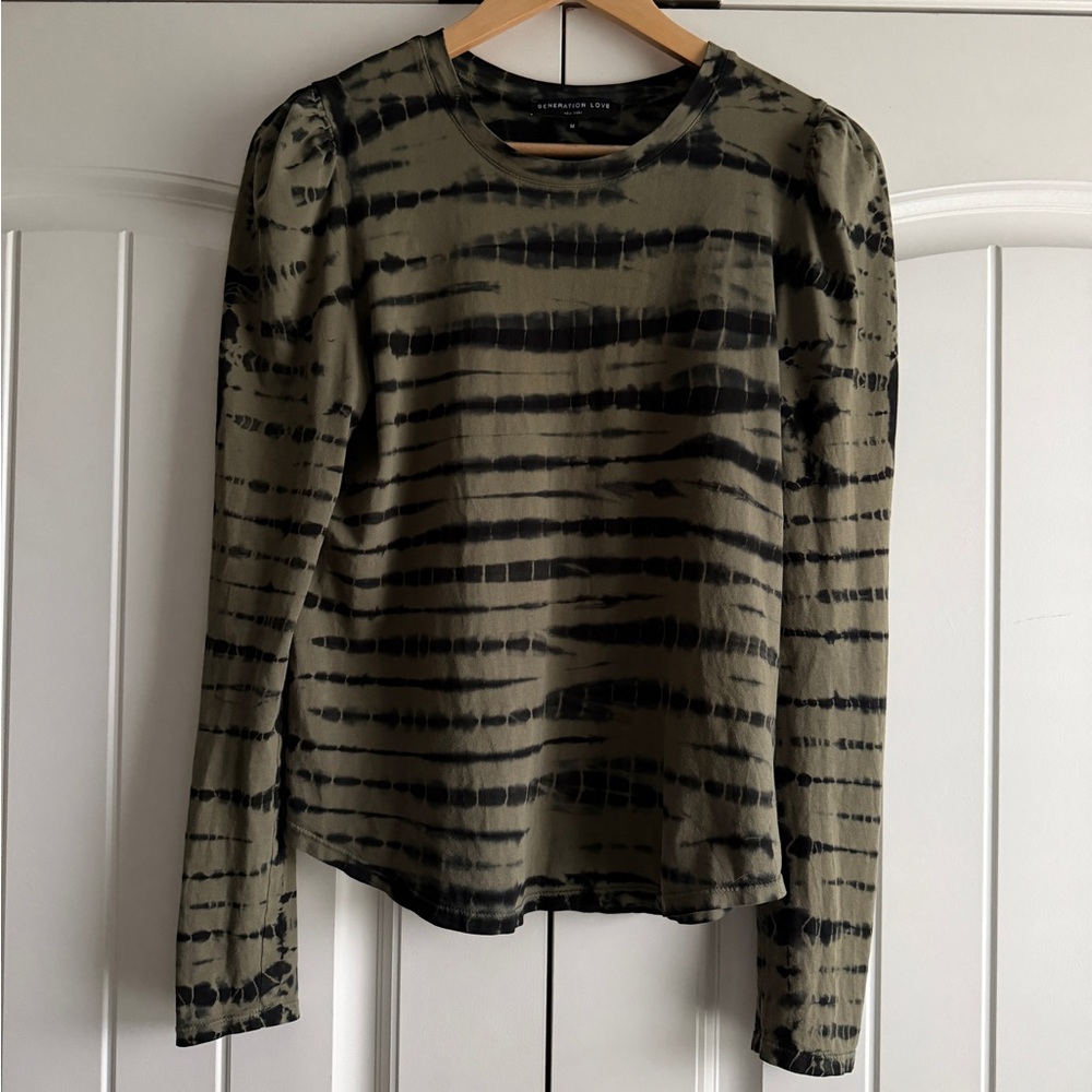 Generation Love Olive and Black Tie-Dye Long Sleeve Top